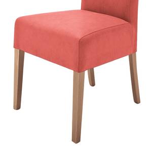 Lot de 2 chaises capitonnées Alessia II Imitation cuir - Rouge / Chêne