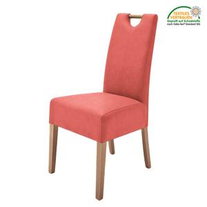 Lot de 2 chaises capitonnées Alessia II Imitation cuir - Rouge / Chêne