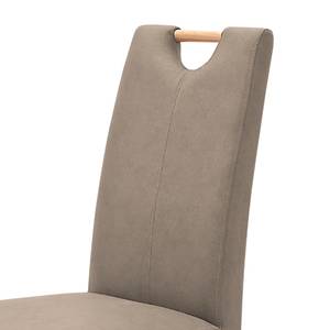 Gestoffeerde stoelen Lenya kunstleer - Taupe/beukenhout