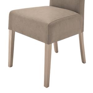 Lot de 2 chaises capitonnées Alessia II Imitation cuir - Taupe / Chêne de Sonoma