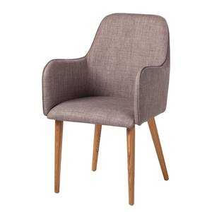 Chaises rembourrées Almonda (lot de 2) Tissu / Frêne massif - Gris clair