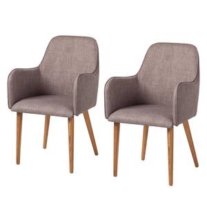 Chaises rembourrées Almonda (lot de 2) Tissu / Frêne massif - Gris clair