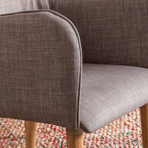 Chaises rembourrées Almonda (lot de 2) Tissu / Frêne massif - Gris clair