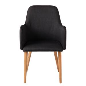 Chaises rembourrées Almonda (lot de 2) Tissu / Frêne massif - Noir