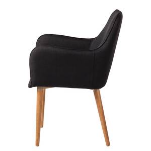 Chaises rembourrées Almonda (lot de 2) Tissu / Frêne massif - Noir