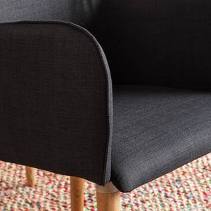 Chaises rembourrées Almonda (lot de 2) Tissu / Frêne massif - Noir