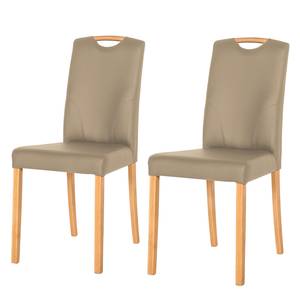 Chaises Ameros I (lot de 2) Imitation cuir - Limon / Chêne - Limon / Hêtre