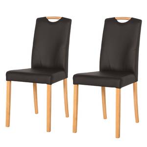 Gestoffeerde stoelen Ameros I kunstleer - Donkerbruin/beukenhoutkleurig