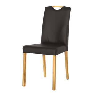 Gestoffeerde stoelen Ameros I kunstleer - Donkerbruin/eikenhoutkleurig