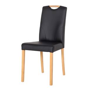 Chaises Ameros I (lot de 2) Imitation cuir - Limon / Chêne - Noir / Hêtre