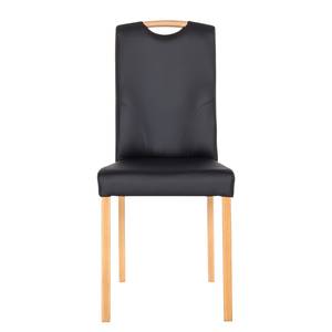 Chaises Ameros I (lot de 2) Imitation cuir - Limon / Chêne - Noir / Hêtre