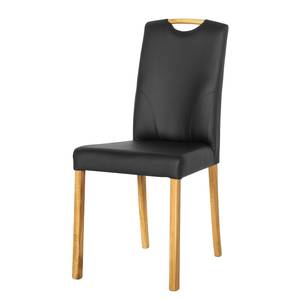 Gestoffeerde stoelen Ameros I kunstleer - Zwart/eikenhoutkleurig