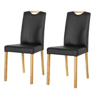 Chaises Ameros I (lot de 2) Imitation cuir - Limon / Chêne - Noir / Chêne