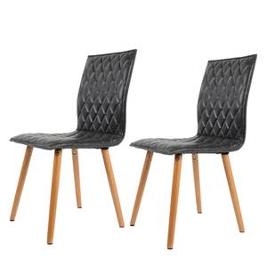 Gestoffeerde stoelen Andy (2-delige set) kunstleer - Grijs