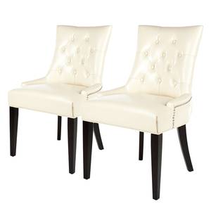 Gestoffeerde stoelen Ashley (2-delige se massief berkenhout/echt leer - bruin/crèmewit