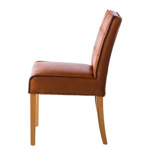 Gestoffeerde stoelen Waroona echt leer/massief eikenhout - cognackleurig/eikenhout - Echt leer