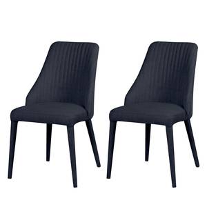 Chaises rembourrées Berit II (lot de 2) Tissu / Métal - Tissu Konya : Gris foncé