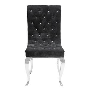 Chaises capitonnées Bijou (lot de 2) Velours / Acier inoxydable Noir Argenté