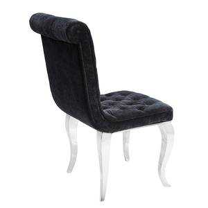 Chaises capitonnées Bijou (lot de 2) Velours / Acier inoxydable Noir Argenté