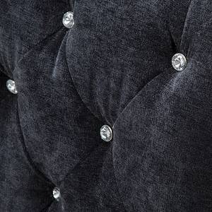 Chaises capitonnées Bijou (lot de 2) Velours / Acier inoxydable Noir Argenté