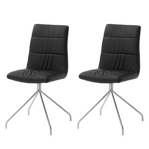 Chaises Blois III (lot de 2) Imitation cuir - Noir / Acier inoxydable