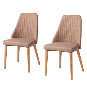 Chaises rembourées Bram (lot de 2) Tissu / Frêne - Marron clair