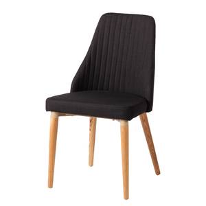 Chaises rembourées Bram (lot de 2) Tissu / Frêne - Noir