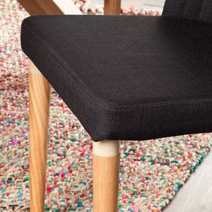 Chaises rembourées Bram (lot de 2) Tissu / Frêne - Noir