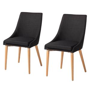 Gestoffeerde stoelen Brea geweven stof/essenhout - Zwart