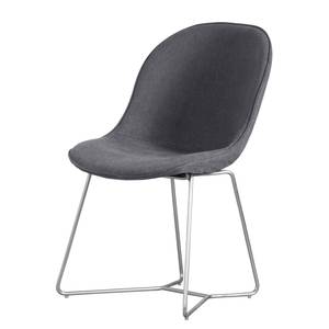 Gestoffeerde stoelen Clam (2-delige set) - geweven stof/staal - grijs