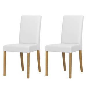 Chaises rembourrées Corinna (lot de 2) Cuir synthétique Sani : Blanc - Chêne