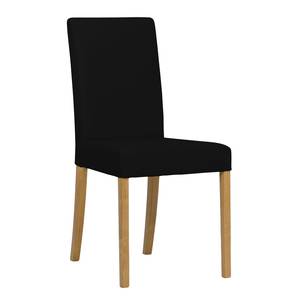 Gestoffeerde stoelen Corinna 2-delige set- - Kunstleer Sani: Zwart - Eik