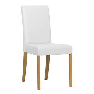 Chaises rembourrées Corinna (lot de 2) Cuir synthétique Sani : Blanc - Chêne