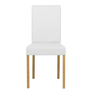 Chaises rembourrées Corinna (lot de 2) Cuir synthétique Sani : Blanc - Chêne