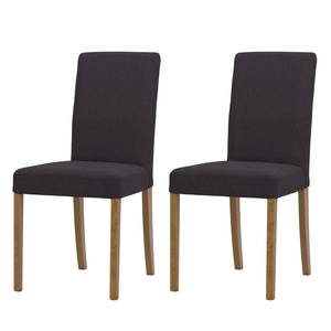 Chaises rembourrées Corinna (lot de 2) Tissu - Tissu Suria : Anthracite - Chêne