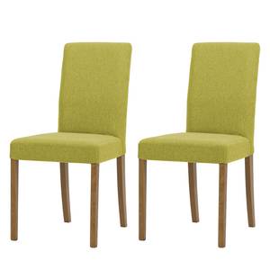 Chaises rembourrées Corinna (lot de 2) Tissu - Tissu Suria : Vert clair - Chêne