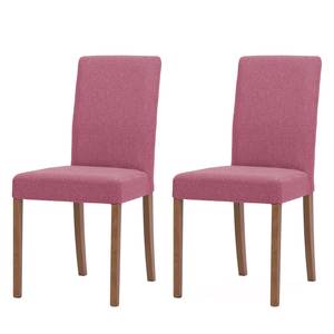 Chaises rembourrées Corinna (lot de 2) Tissu - Tissu Suria : Rose vif - Chêne