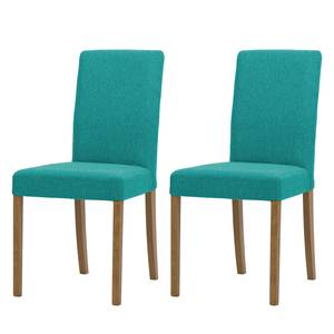Gestoffeerde stoelen Allegra geweven stof - Stof Suria: Turquoise - Eik