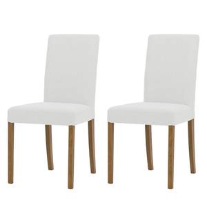 Gestoffeerde stoelen Allegra geweven stof - Stof Suria: Wit - Eik