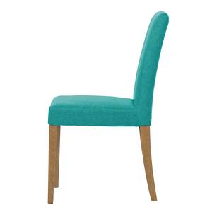 Gestoffeerde stoelen Allegra geweven stof - Stof Suria: Turquoise - Eik