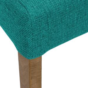 Gestoffeerde stoelen Allegra geweven stof - Stof Suria: Turquoise - Eik