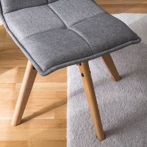 Gestoffeerde stoelen Crofton I (2-delige set) - geweven stof/massief eikenhout - grijs/eikenhout