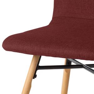 Chaises capitonnées Daleras Tissu / Hêtre massif - Tissu Cors: Rouge foncé - Lot de 2