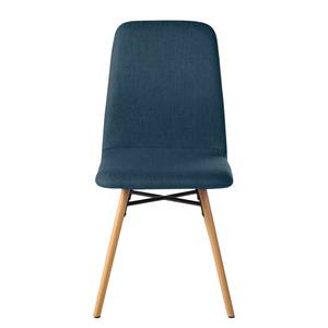 Chaises capitonnées Daleras Tissu / Hêtre massif - Tissu Cors: Bleu jean - Lot de 2