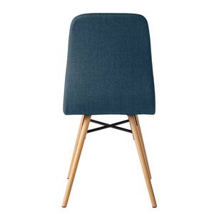 Gestoffeerde stoel Daleras geweven stof/massief beukenhout - Geweven stof Cors: Jeansblauw - 2-delige set
