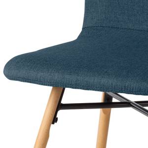 Chaises capitonnées Daleras Tissu / Hêtre massif - Tissu Cors: Bleu jean - Lot de 2