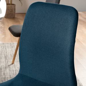 Chaises capitonnées Daleras Tissu / Hêtre massif - Tissu Cors: Bleu jean - Lot de 2