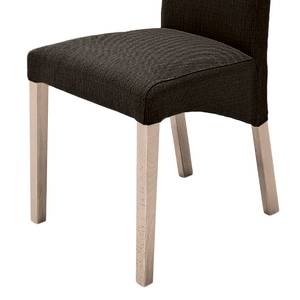 Gestoffeerde stoelen Foxa (set van 2) geweven stof - Donkerbruin/Sonoma eikenhout