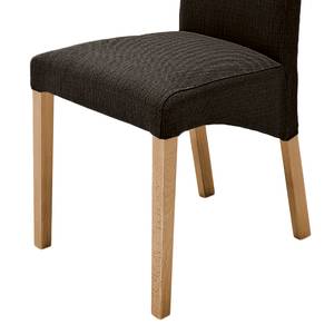 Gestoffeerde stoelen Foxa (set van 2) geweven stof - Donkerbruin/eikenhoutkleurig
