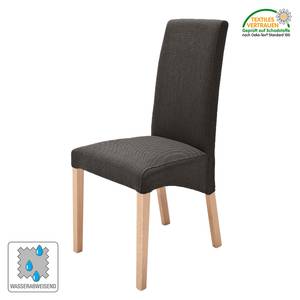 Gestoffeerde stoelen Foxa (set van 2) geweven stof - Grijsbruin/beukenhout